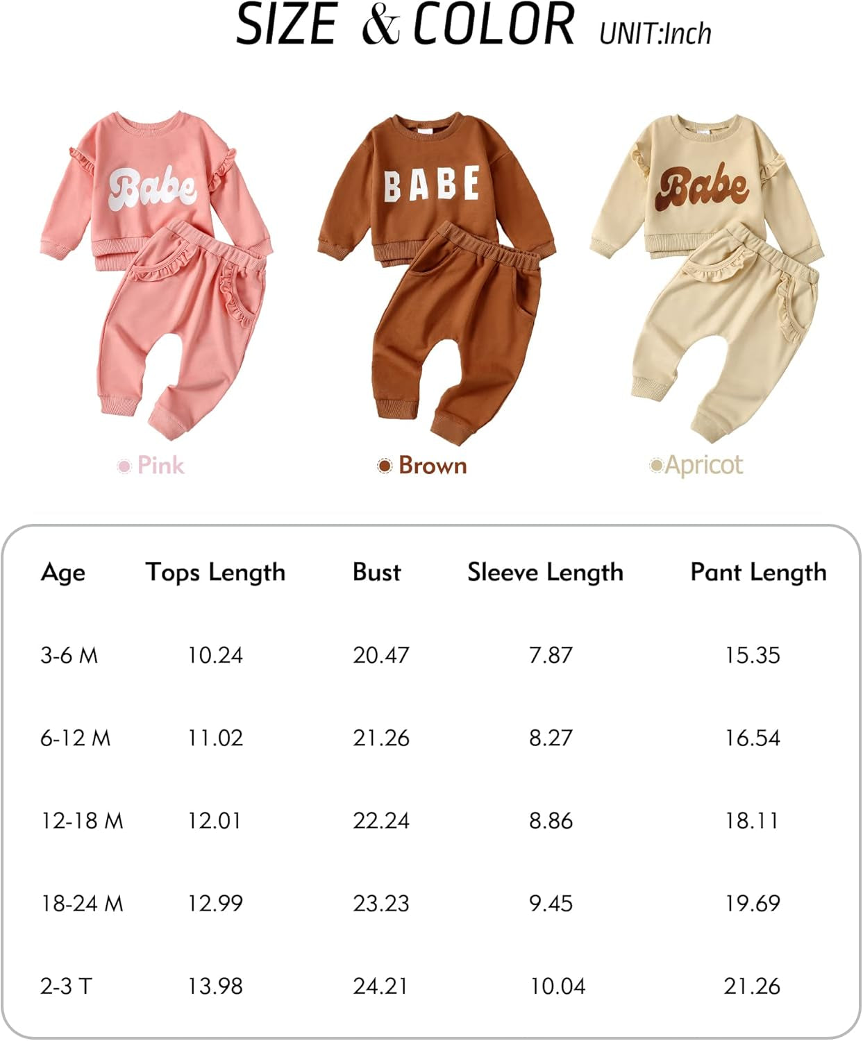 Baby Girl Clothes Newborn Infant Outfits Toddler Pullover Sweatshirt Winter Fall Ruffle Sleeve Tops Pants Set