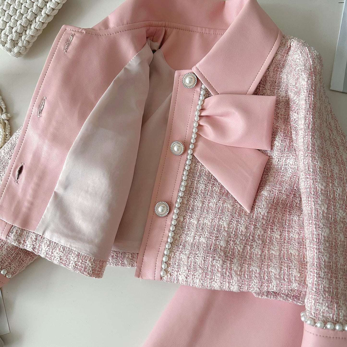 Toddler Leather Jacket & Skirt Set - Fall/Spring/Winter Clothes for Toddler Girls | 2Pc Outfit