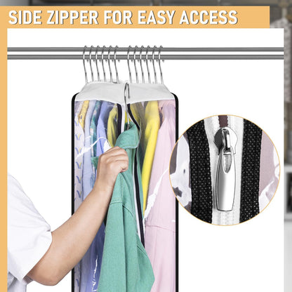 32" All Clear Garment Bags for Hanging Clothes 10" Gusseted Suit Bags for Closet Storage Suit Cover Hanging Clothes Storage for Shirts, Coats, 3 Packs