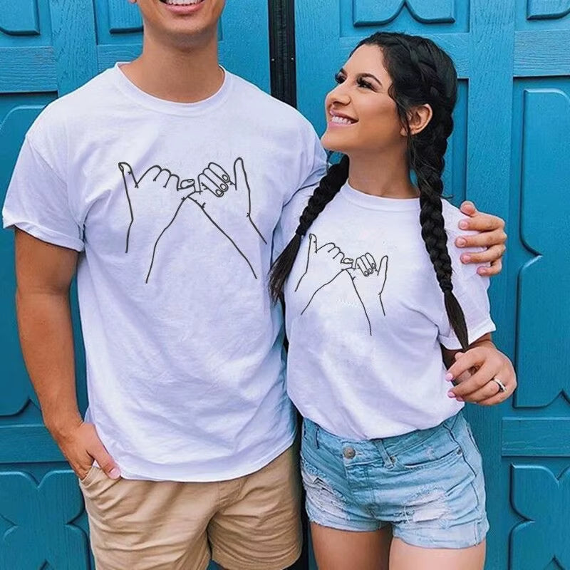 2024 Couples T-Shirt for Women Men Summer Clothing Short Sleeve Tops Tees Funny Print Matching Lover Outfits Casual O-Neck