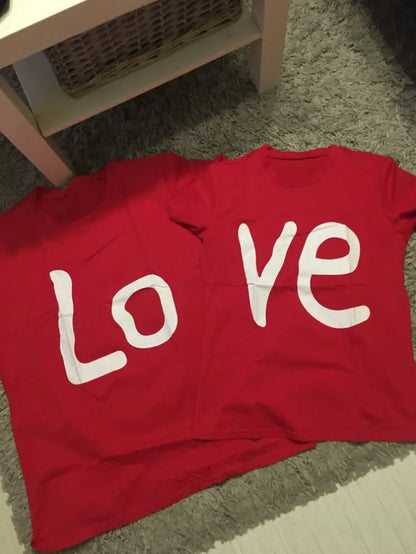 Tee Shirt Women Men T Shirt Cotton LO VE Red Basic High Quality T-Shirts Female Casual Tops Short Sleeve O Neck Femme 2024