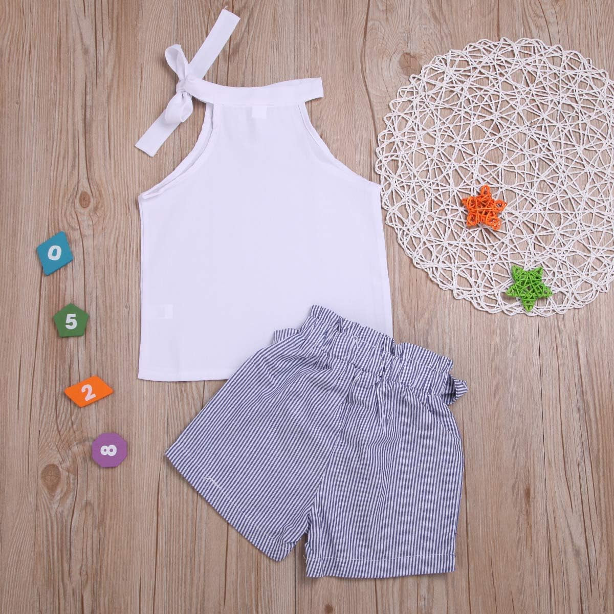 Kids Baby Girls Outfits Floral Ruffle off Shoulder Crop Tops + Bowknot Denim Shorts Skirt Set Toddler Summer Clothes