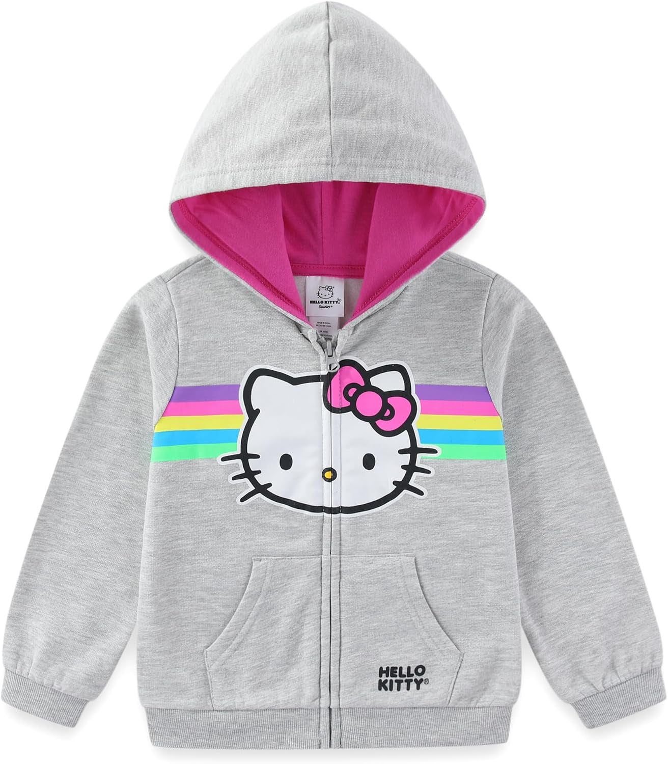 Girls Zip up Hoodie and Jogger Pants Set for Infant, Toddler, Little and Big Kids – Grey/Pink
