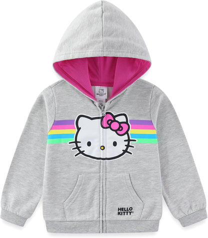 Girls Zip up Hoodie and Jogger Pants Set for Infant, Toddler, Little and Big Kids – Grey/Pink