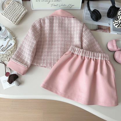 Toddler Leather Jacket & Skirt Set - Fall/Spring/Winter Clothes for Toddler Girls | 2Pc Outfit