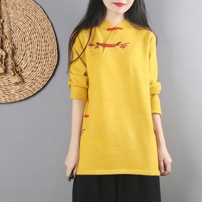 Chinese Style Clothing Women Clothes 2021 Cheongsam Top Chinese Traditional Shirt Blouse Cotton Hanfu Ladies Chinese Tops 12150