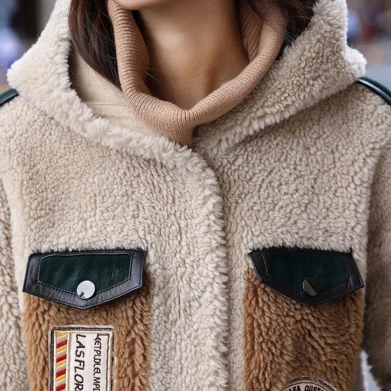 Winter Coat Women Sheep Shearling Real Fur Coat Women Clothes 2025 Korean Long Jacket Windbreaker Manteau Femme