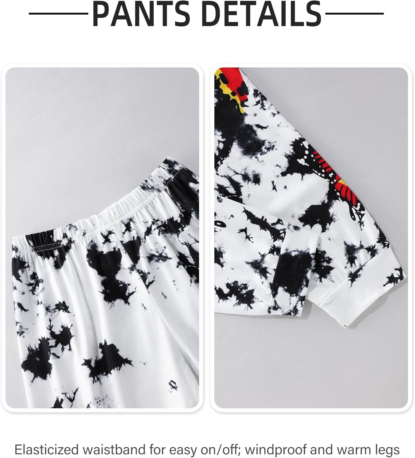 Girls Clothes 3PC Tie-Dye with Butterfly Print Hoodie Sweatshirt Butterfly Print Cami Tops Sweatpants Girls