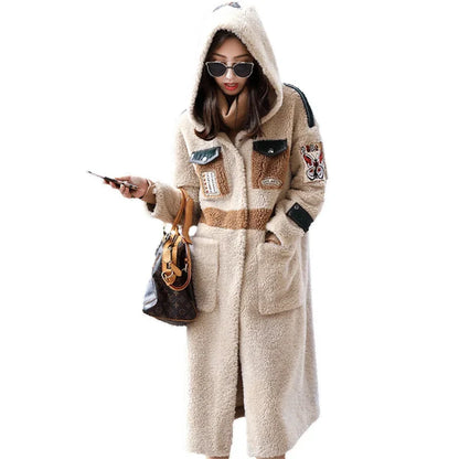 Winter Coat Women Sheep Shearling Real Fur Coat Women Clothes 2025 Korean Long Jacket Windbreaker Manteau Femme
