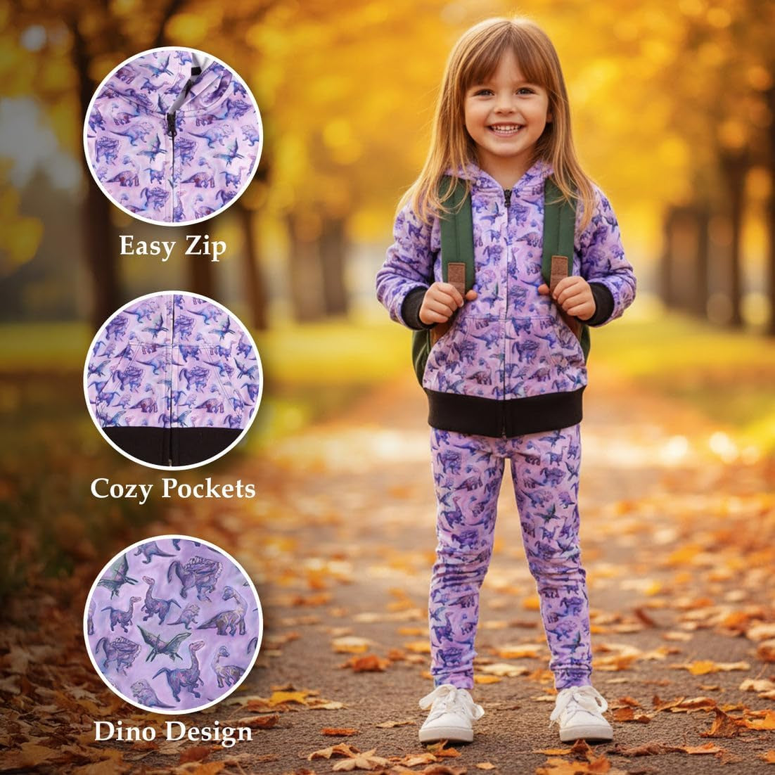 Girls Dinosaur Hoodie, Colorful Toddler Clothes, Dino Lovers, Dinosaur Clothes for Girls, Girl Clothes