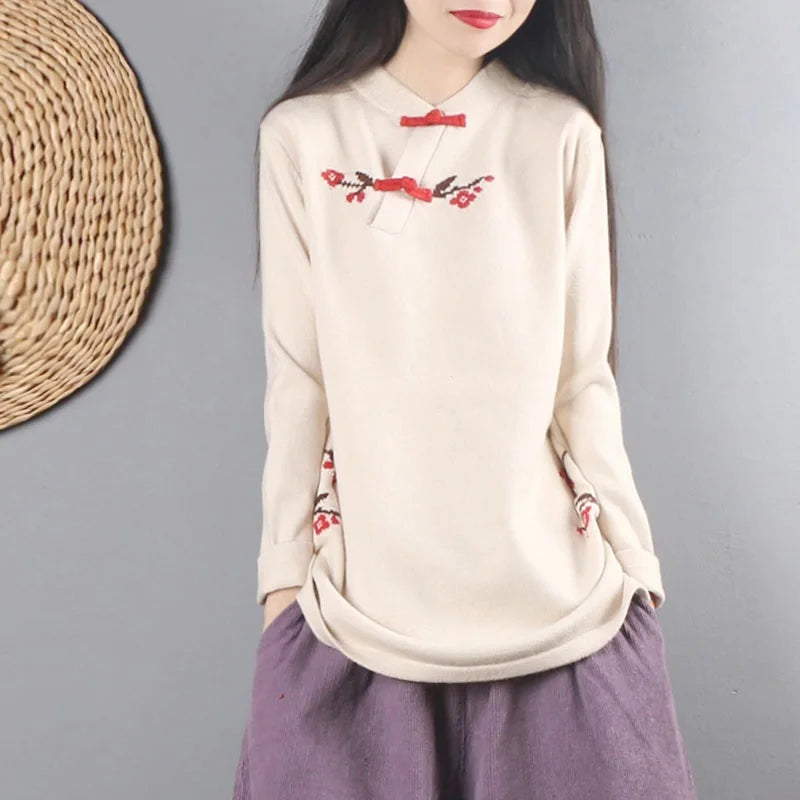 Chinese Style Clothing Women Clothes 2021 Cheongsam Top Chinese Traditional Shirt Blouse Cotton Hanfu Ladies Chinese Tops 12150