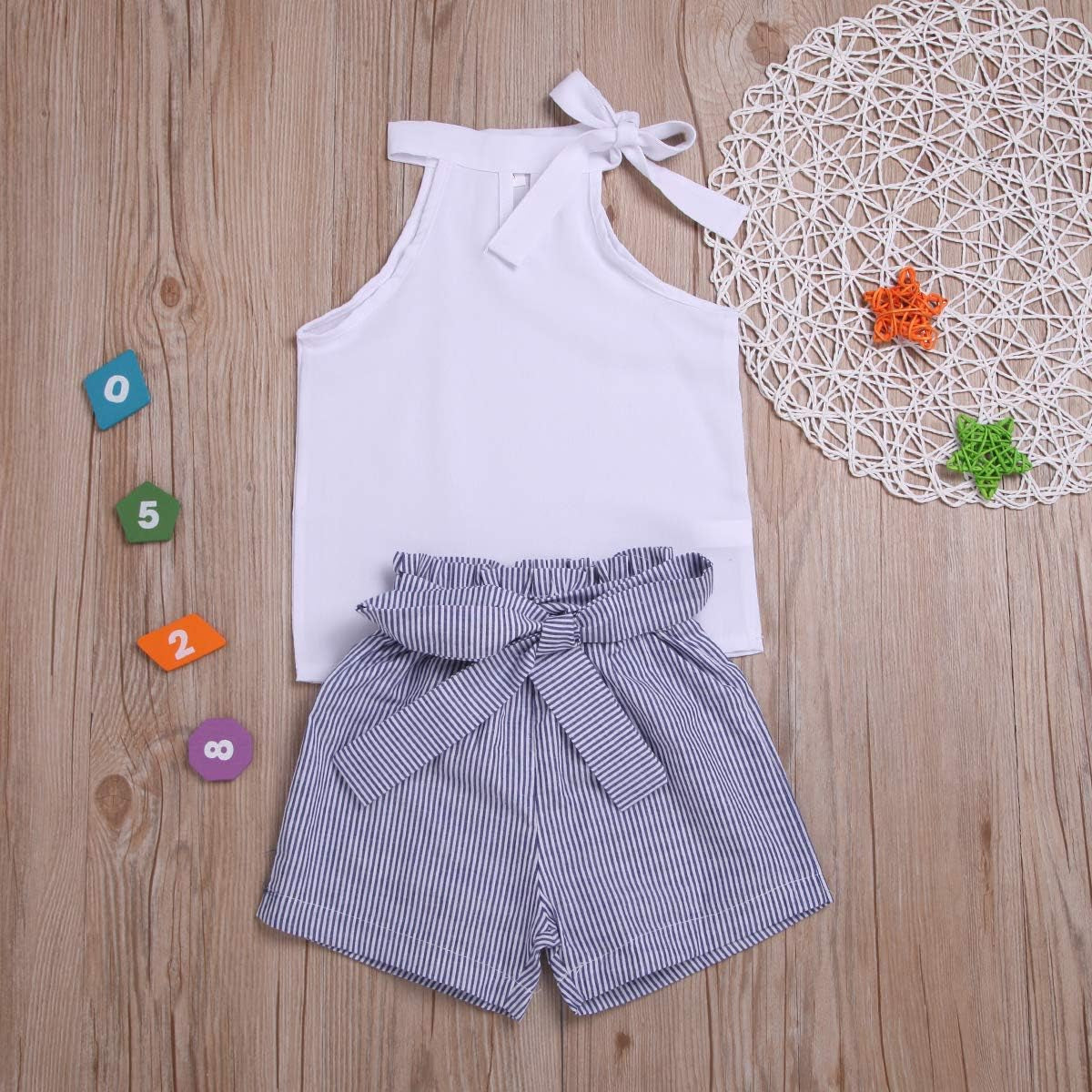 Kids Baby Girls Outfits Floral Ruffle off Shoulder Crop Tops + Bowknot Denim Shorts Skirt Set Toddler Summer Clothes
