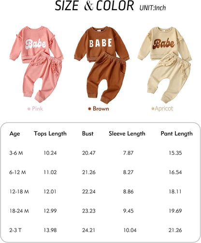 Baby Girl Clothes Newborn Infant Outfits Toddler Pullover Sweatshirt Winter Fall Ruffle Sleeve Tops Pants Set