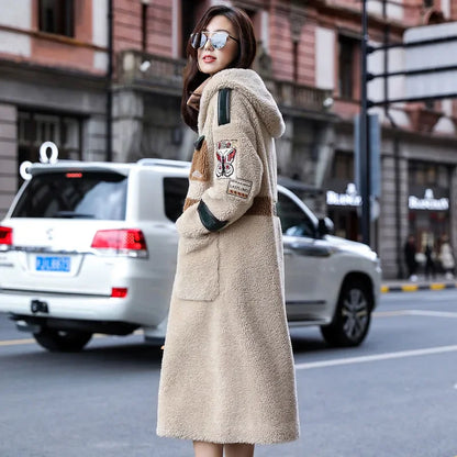 Winter Coat Women Sheep Shearling Real Fur Coat Women Clothes 2025 Korean Long Jacket Windbreaker Manteau Femme