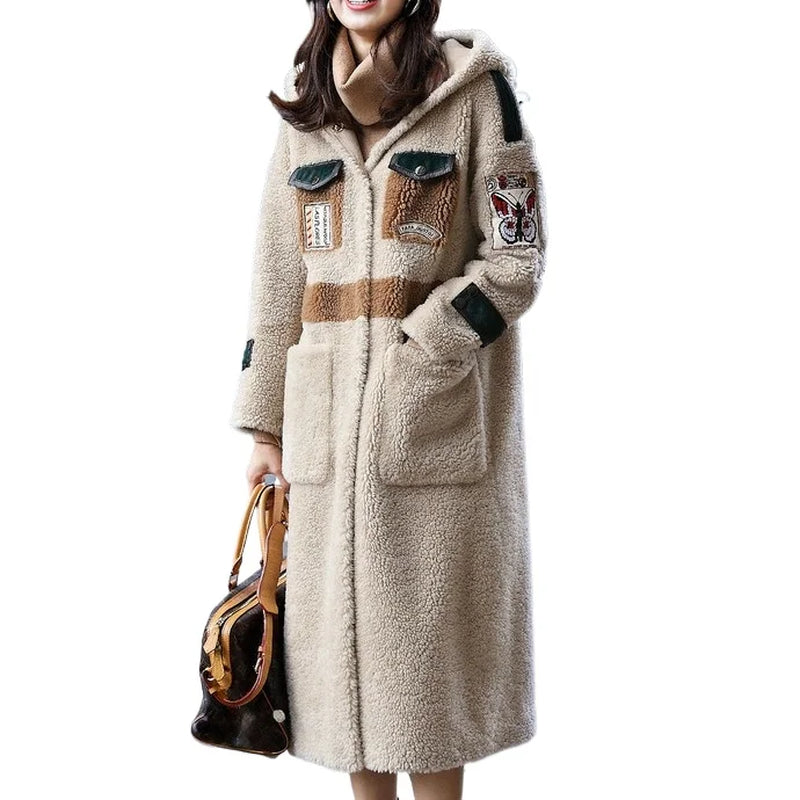 Winter Coat Women Sheep Shearling Real Fur Coat Women Clothes 2025 Korean Long Jacket Windbreaker Manteau Femme