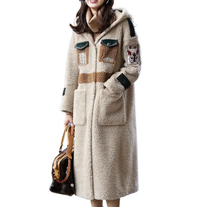 Winter Coat Women Sheep Shearling Real Fur Coat Women Clothes 2025 Korean Long Jacket Windbreaker Manteau Femme